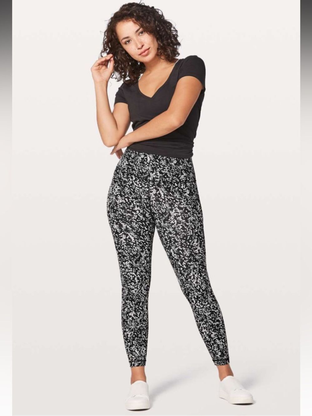 Lululemon Chirasu Align 25” High Rise Black & White Speckle Yoga Leggings size 6
